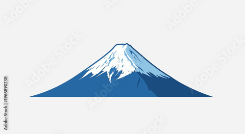 Minimalist Vector Illustration of Mount Fuji with Snow Capped Peak