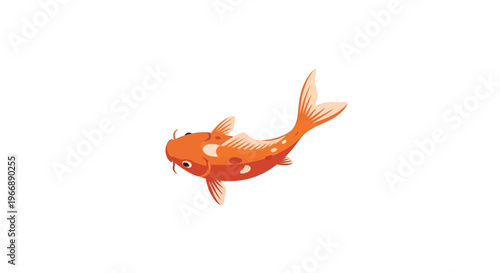 Illustration of a Vibrant Orange Koi Fish Swimming