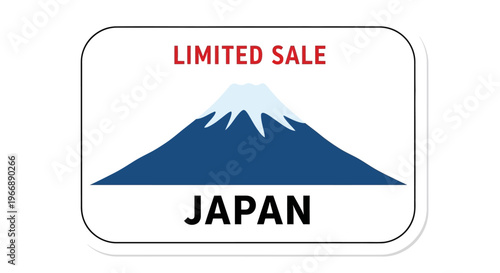 Japan Limited Sale Sticker with Mount Fuji Icon for Travel Promotion