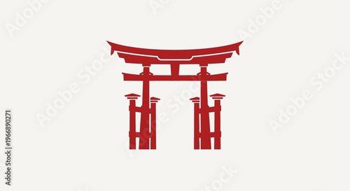 Red Japanese Torii Gate Icon Illustration