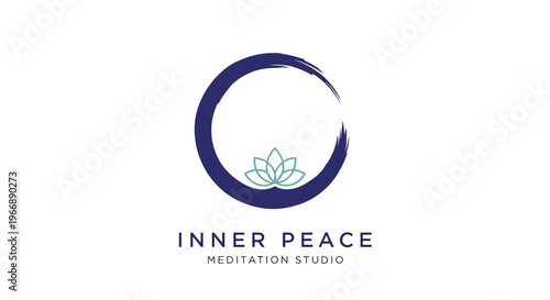 Inner Peace Meditation Studio Logo with Zen Circle and Lotus Flower