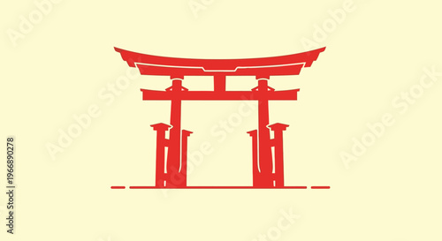 Red Torii Gate Illustration Japanese Shinto Shrine Symbol