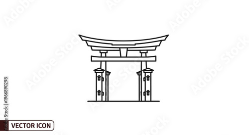 Japanese Torii Gate Line Art Icon