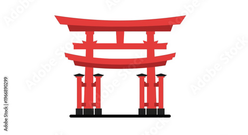 Red Torii Gate Illustration Japanese Shinto Shrine Symbol