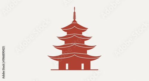 Minimalist Japanese Pagoda Icon Vector Illustration