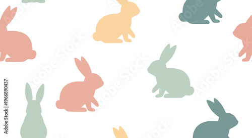 Soft Pastel Bunny Silhouette Seamless Pattern Illustration