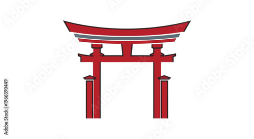 Minimalist Japanese Torii Gate Icon Vector Illustration