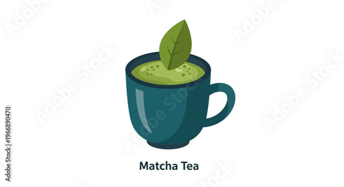Fresh Matcha Tea in a Teal Ceramic Mug