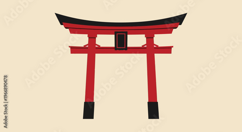 Minimalist Japanese Torii Gate Illustration