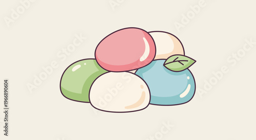 Cute Pastel Mochi Rice Cakes Illustration