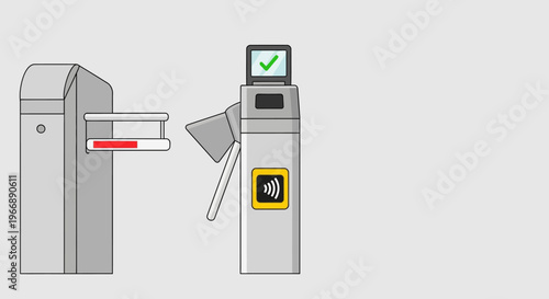 Modern Electronic Turnstile Access Control System with Contactless Payment Terminal