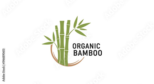 Organic Bamboo Logo Design with Green Stalks and Leaves