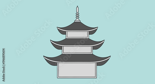 Minimalist Japanese Pagoda Icon Illustration