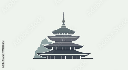 Minimalist Japanese Pagoda Icon Illustration