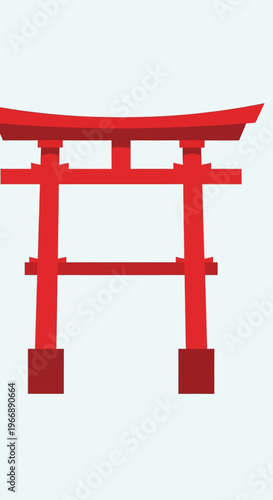 Red Torii Gate Illustration for Japanese Culture and Travel