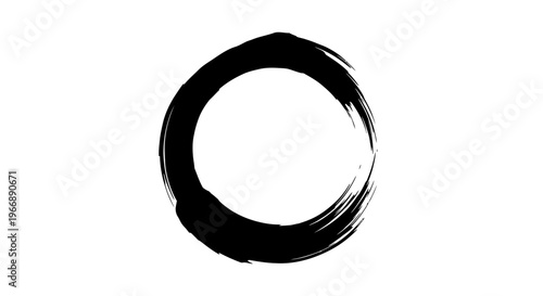 Hand Drawn Black Ink Enso Circle Brush Stroke