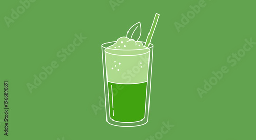 Hand Drawn Green Smoothie or Matcha Latte Illustration