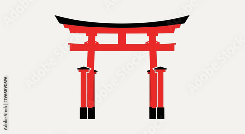 Red Torii Gate Illustration Japanese Shinto Shrine Entrance