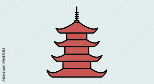 Minimalist Japanese Pagoda Icon Vector Illustration