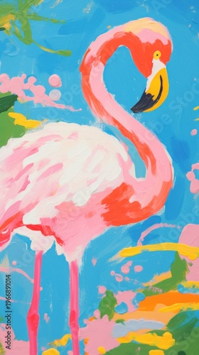 Pink flamingo art backgrounds painting.