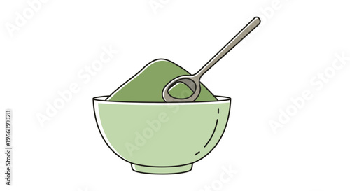 Matcha Green Tea Powder in a Bowl with Spoon