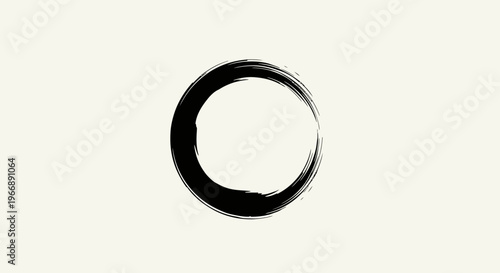 Minimalist Zen Enso Circle Hand Drawn Ink Brush Stroke