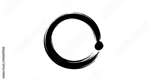 Minimalist Zen Enso Circle with Brush Stroke Texture