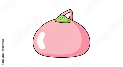 Cute Pink Mochi Japanese Sweet Dessert Illustration