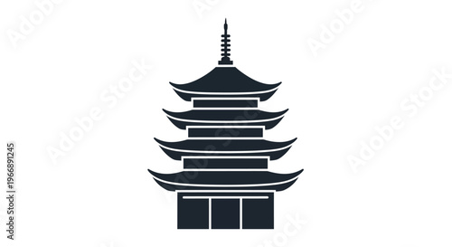 Minimalist Vector Icon of a Traditional Japanese Five-Story Pagoda