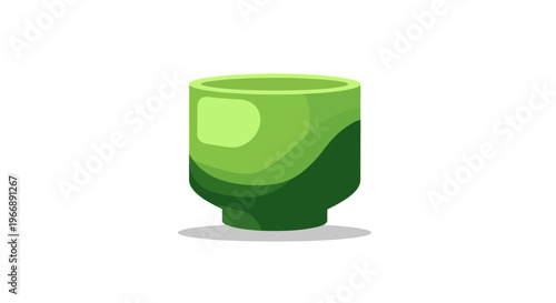 Minimalist Green Tea Cup Illustration
