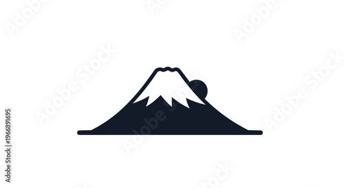 Minimalist Mount Fuji Icon with Rising Sun