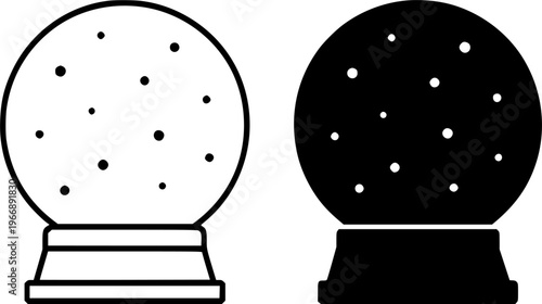 Snow globe vector icon illustration, in outline and silhouette design, transparent isolated background