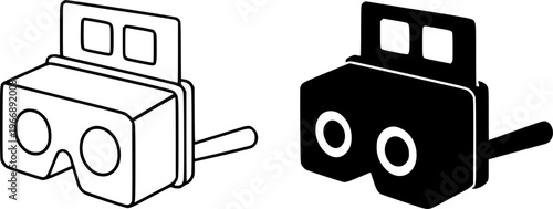 Stereoscope vector icon illustration, outline and silhouette, transparent isolated background