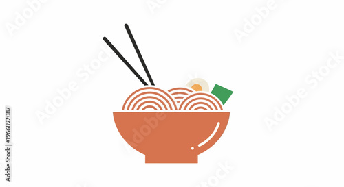 Minimalist Ramen Bowl Icon with Chopsticks