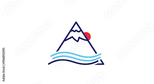 Minimalist Mountain and Ocean Logo Icon