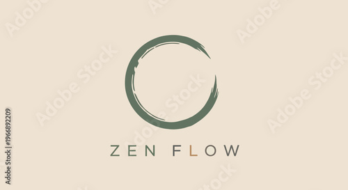 Zen Flow Minimalist Logo Design with Brush Stroke Circle