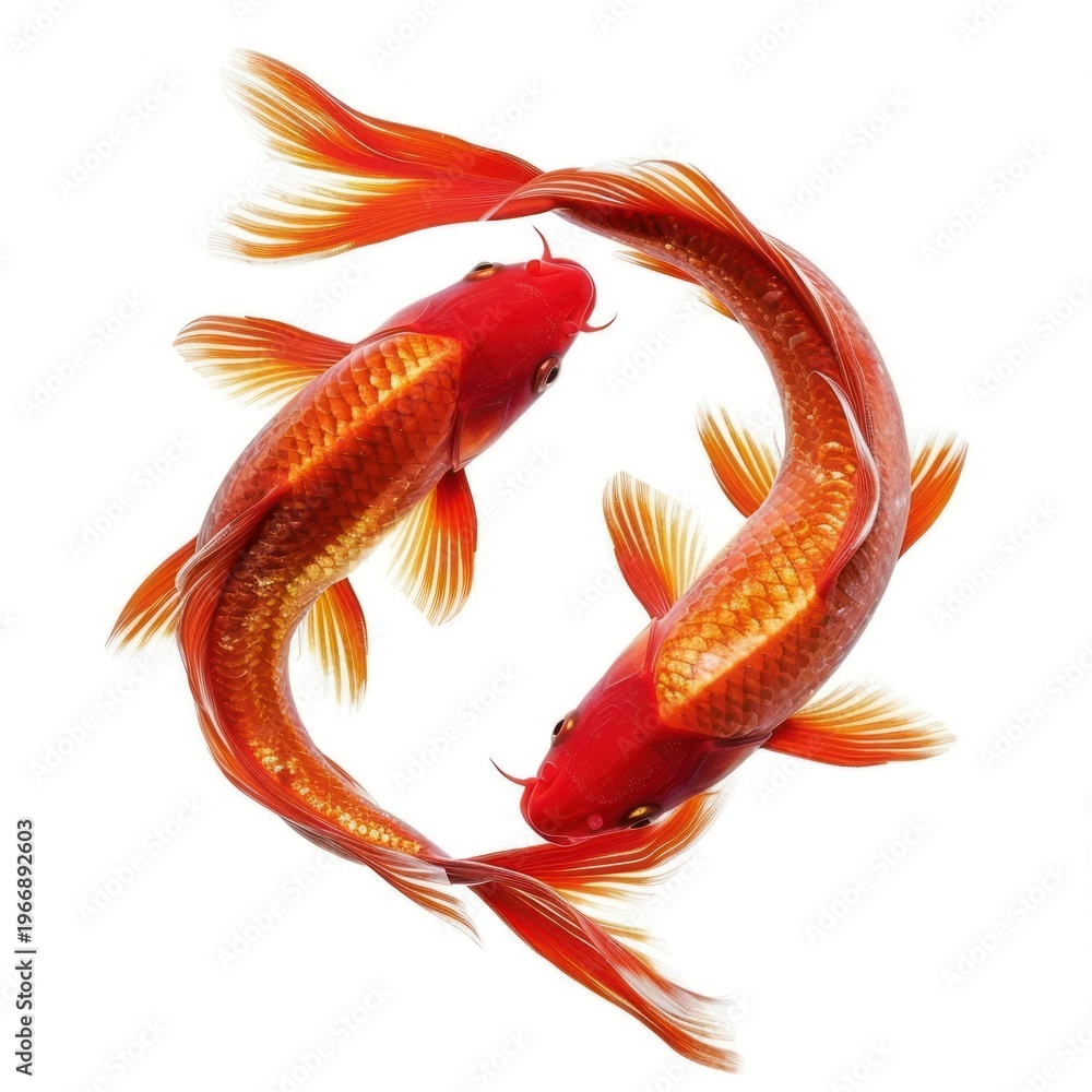 Fototapeta premium Pisces goldfish animal white background.