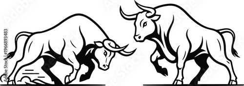 Bull versus bear illustration symbolizing stock market competition financial trading concept aggressive animals clash vector design isolated on background
