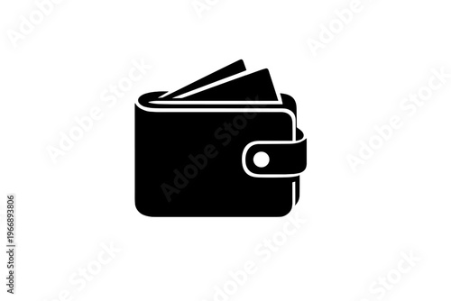 Wallet icon with fastener and opened sections on white background
