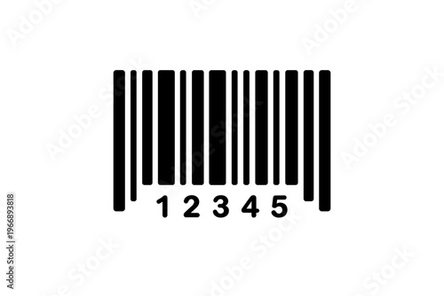 Simple black barcode with numbers on white background for product scanning