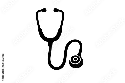 Black stethoscope icon on white background for medical themes