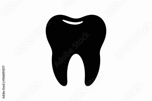 Black tooth icon on white background