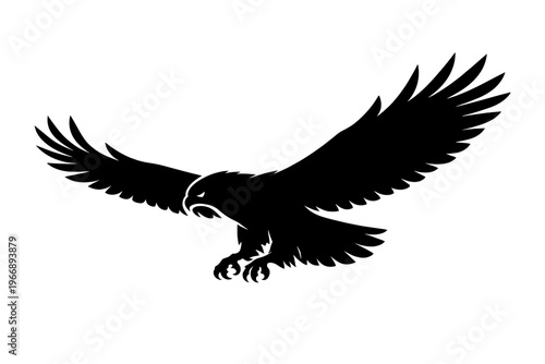 Silhouette of a majestic eagle in flight with outstretched wings