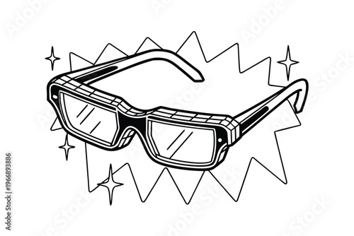 Retro 3D Glasses with Starburst Effect.