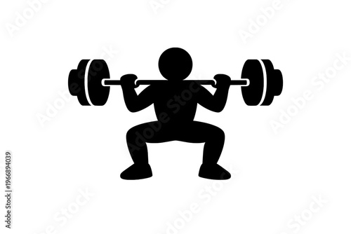Silhouette of person lifting weights in squat position