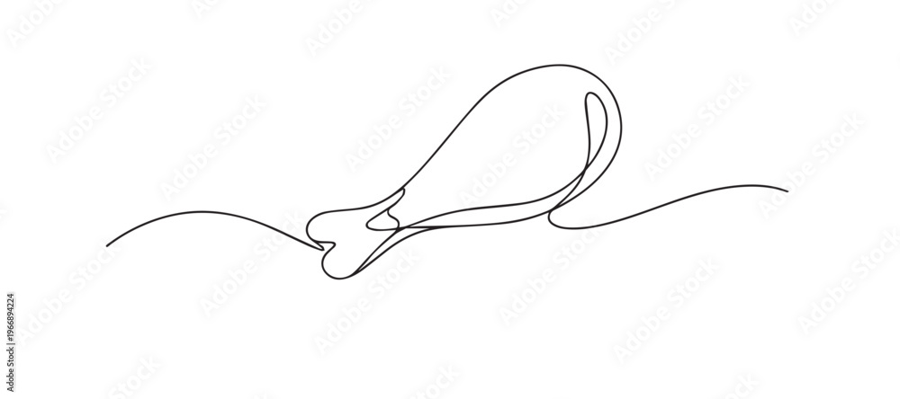 Obraz premium single line chicken drumstick.continuous line drawing of chicken thigh and drumstick.meat ingredient concept.one line vector illustration.