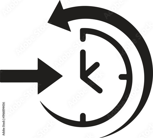 Time efficiency icon representing fast response and quick turnaround with clock and arrow symbols for speed