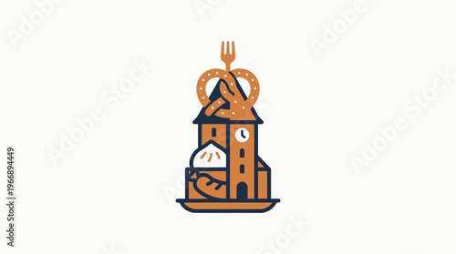 Stylized German Food and Architecture Logo