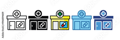 Pharmacy  Icon Set Multiple Style Collection