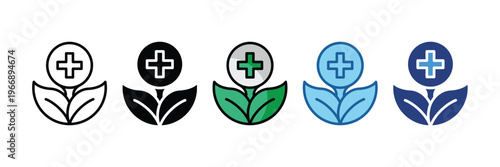Natural Medicine  Icon Set Multiple Style Collection